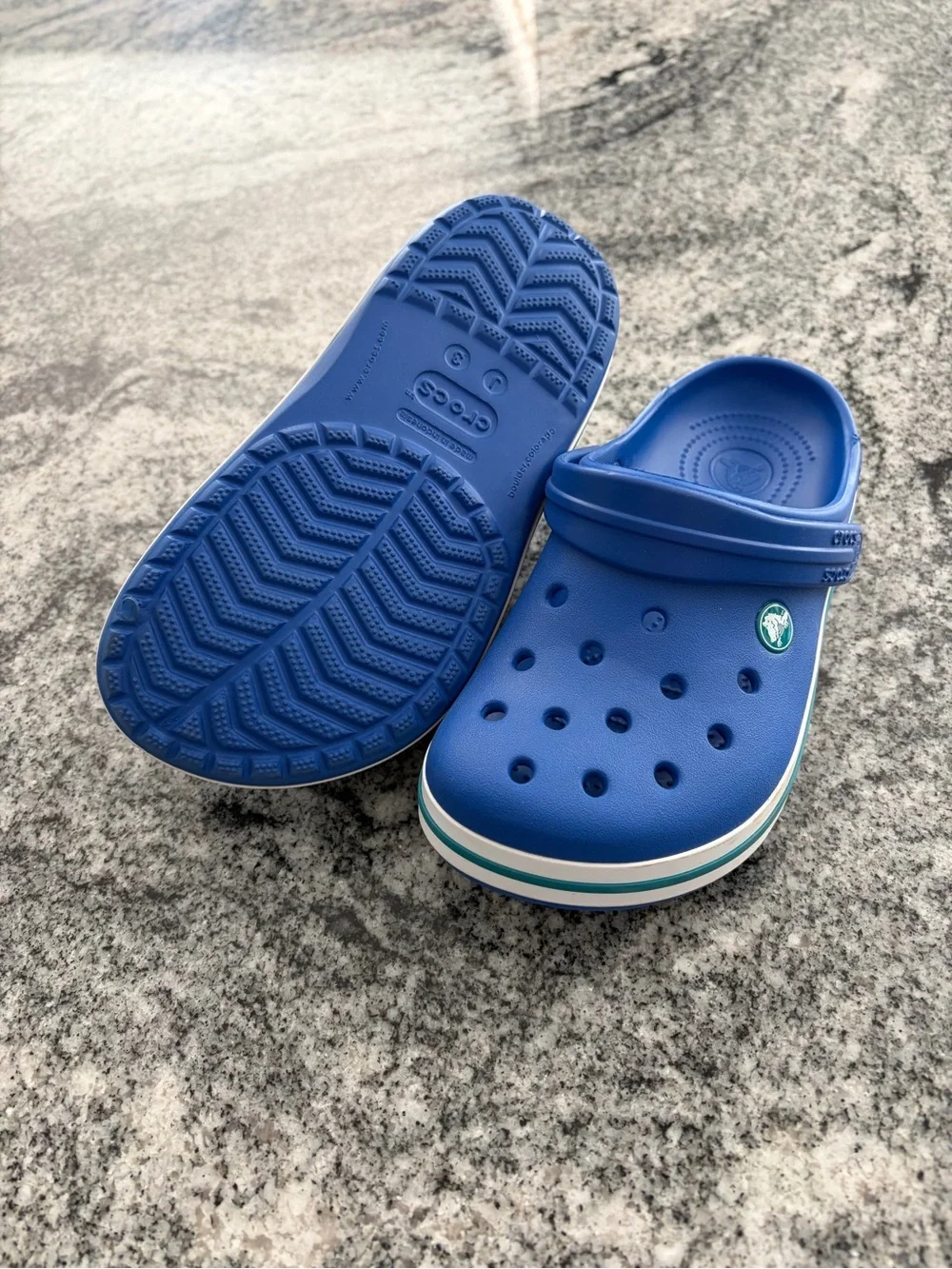 CROCS Kids Royal Blue Clog with Aqua Stripe